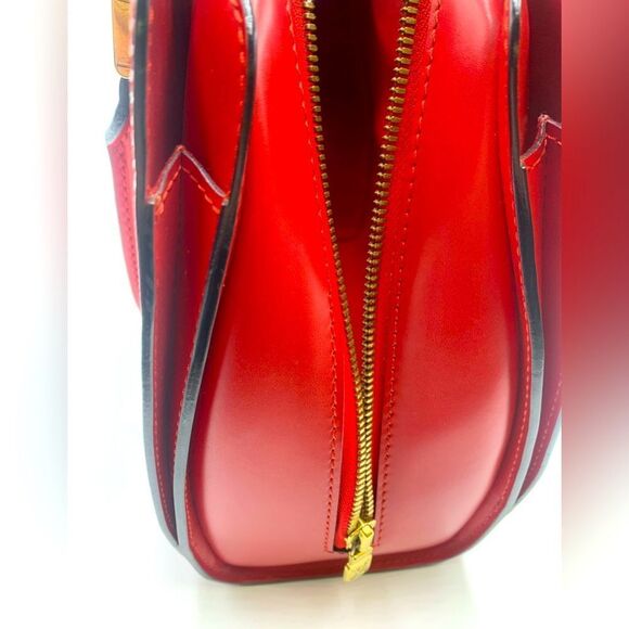 Auth Louis Vuitton Vtg Castilian Red Epi Leather Pont Neuf PM Handbag Tote Purse - Picture 13 of 16